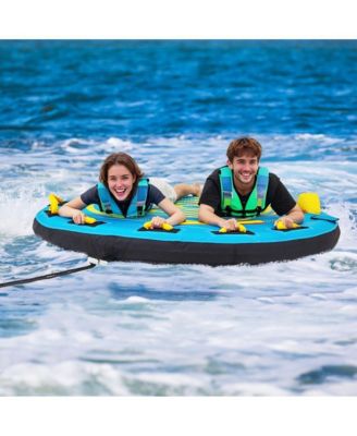 3-Person Inflatable Boat Tube Towable Platform with Double Valves