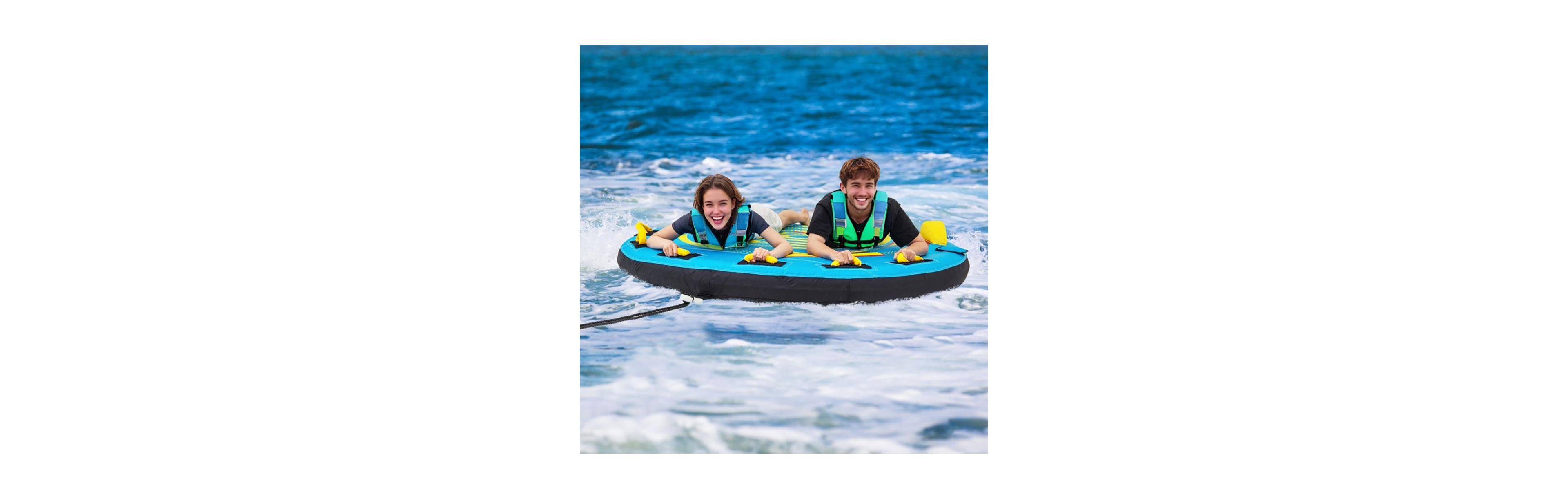 Hikeen 3-Person Inflatable Boat Tube Towable Platform with Double Valves