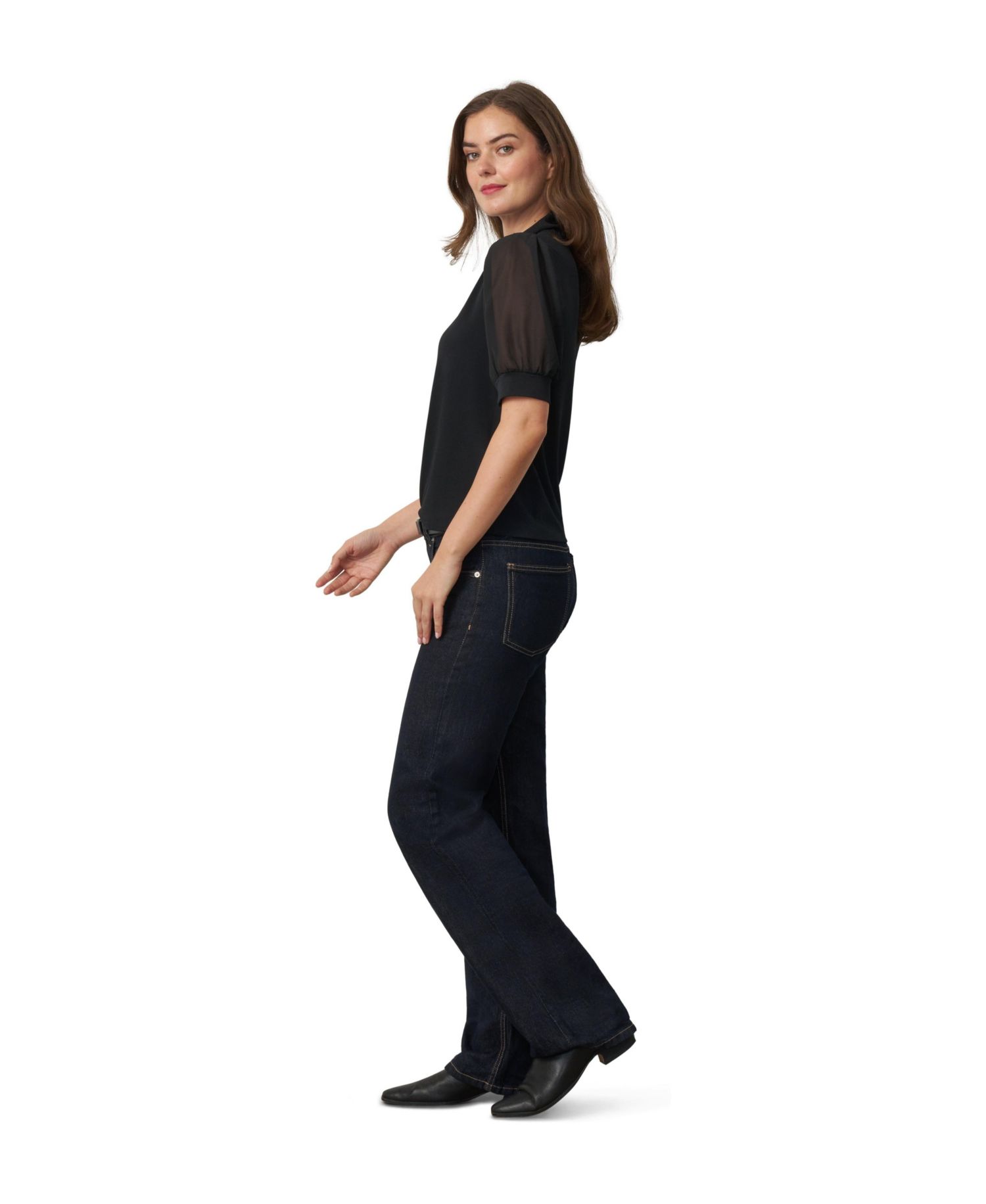Women's Tie-Neck Short-Sleeve Puff Blouse