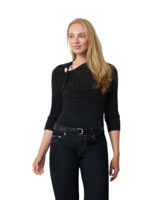 Women's 3/4-Sleeve Metal Ring Blouse