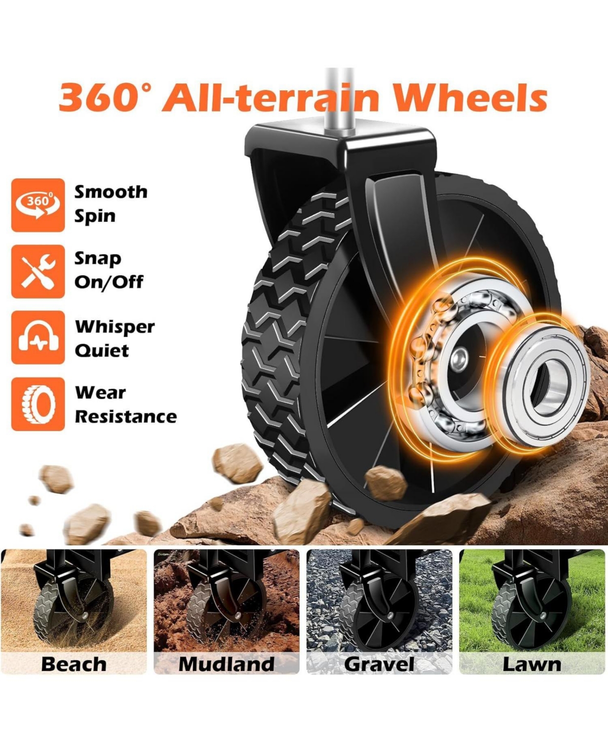 Mountaintop Wagons Carts Foldable, Collapsible Wagon, All-Terrain Wheels, 2 Cup Holders, Lightweight Cart for Beach, Camp, Sports, Garden