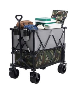 Collapsible Folding Wagon,Large Capacity Garden and Beach Cart with Multi-Terrain Brake Wheels, Outdoor Camping and Shopping
