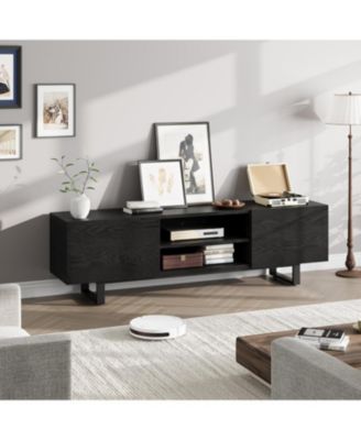 70" Modern Industrial TV Stand for TVs up to 80", Heavy-Duty Wood and Metal Media Console with Drawers