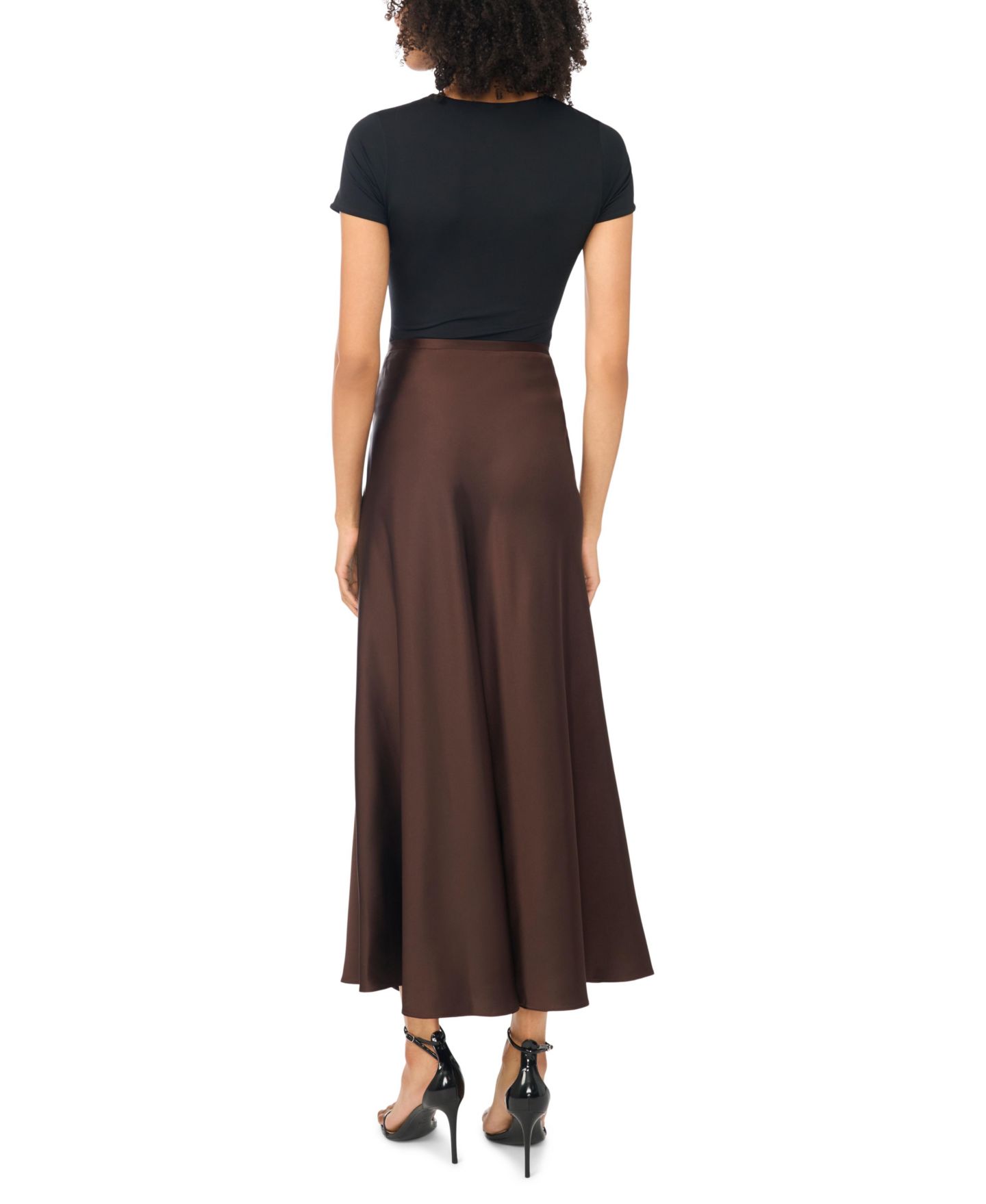 Женская юбка 1.STATE Bias-Cut High-Waisted A-Line Satin Maxi, цвет: Шоколадный — фото 5