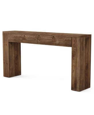 63" Solid Wood Console Table with Hidden Storage Drawers