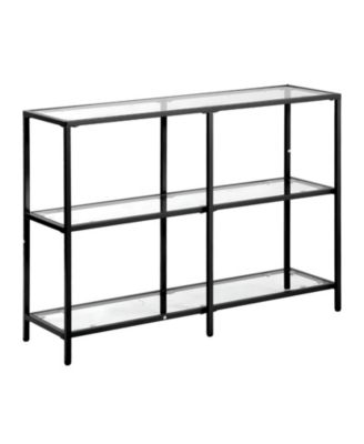 Tempered Glass Console Table with 3-Tier Storage Shelves, Contemporary Sofa Table for Living Room