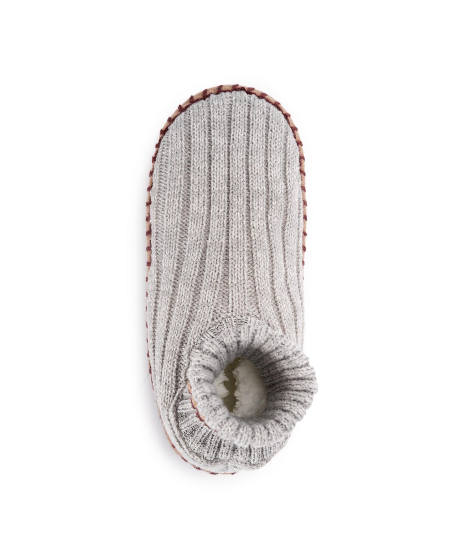 Мужские тапочки MUK LUKS Contrast Stripe Rib Cuff Bootie Slippers, цвет: Пепельный / Серый меланжевый — фото 7