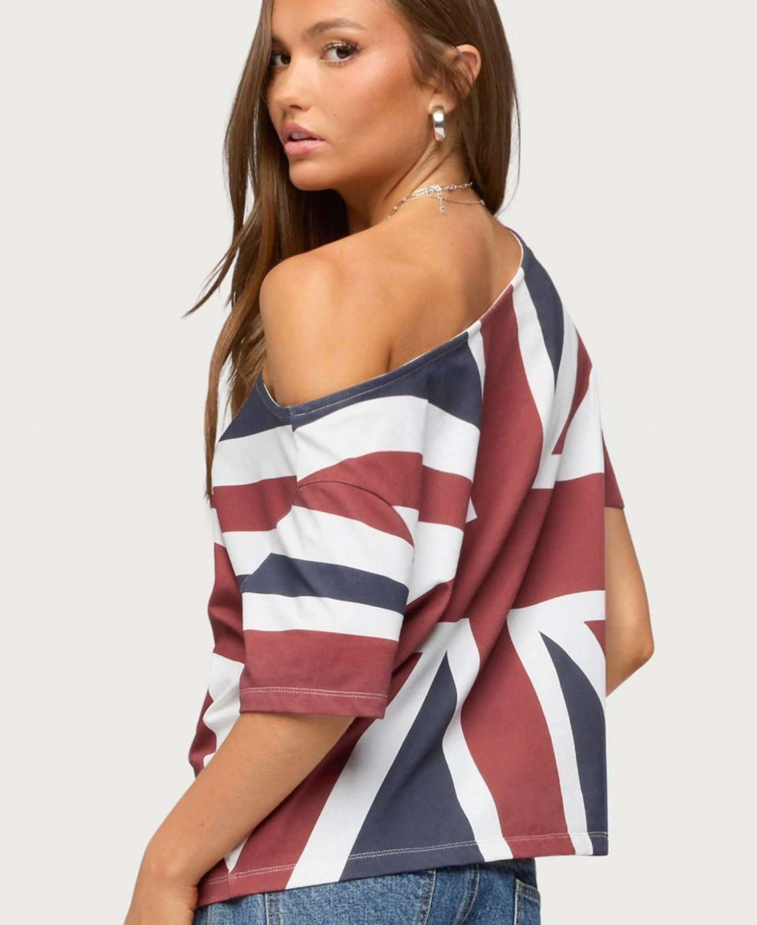 Women's Union Jack Short-Sleeve Off-Shoulder T-Shirt