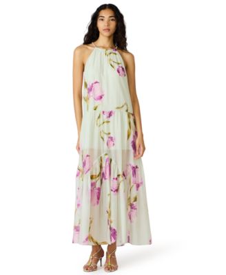 Jamie Floral-Print Halter Tiered Dress