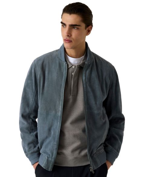 Мужская куртка GUESS Goat Suede Bomber, цвет: Пыльный синий