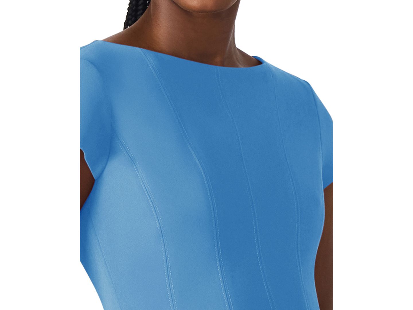 Женское платье Steve Madden Nili Boat Neck Short-Sleeve Fit & Flare Short, цвет: Синий — фото 7