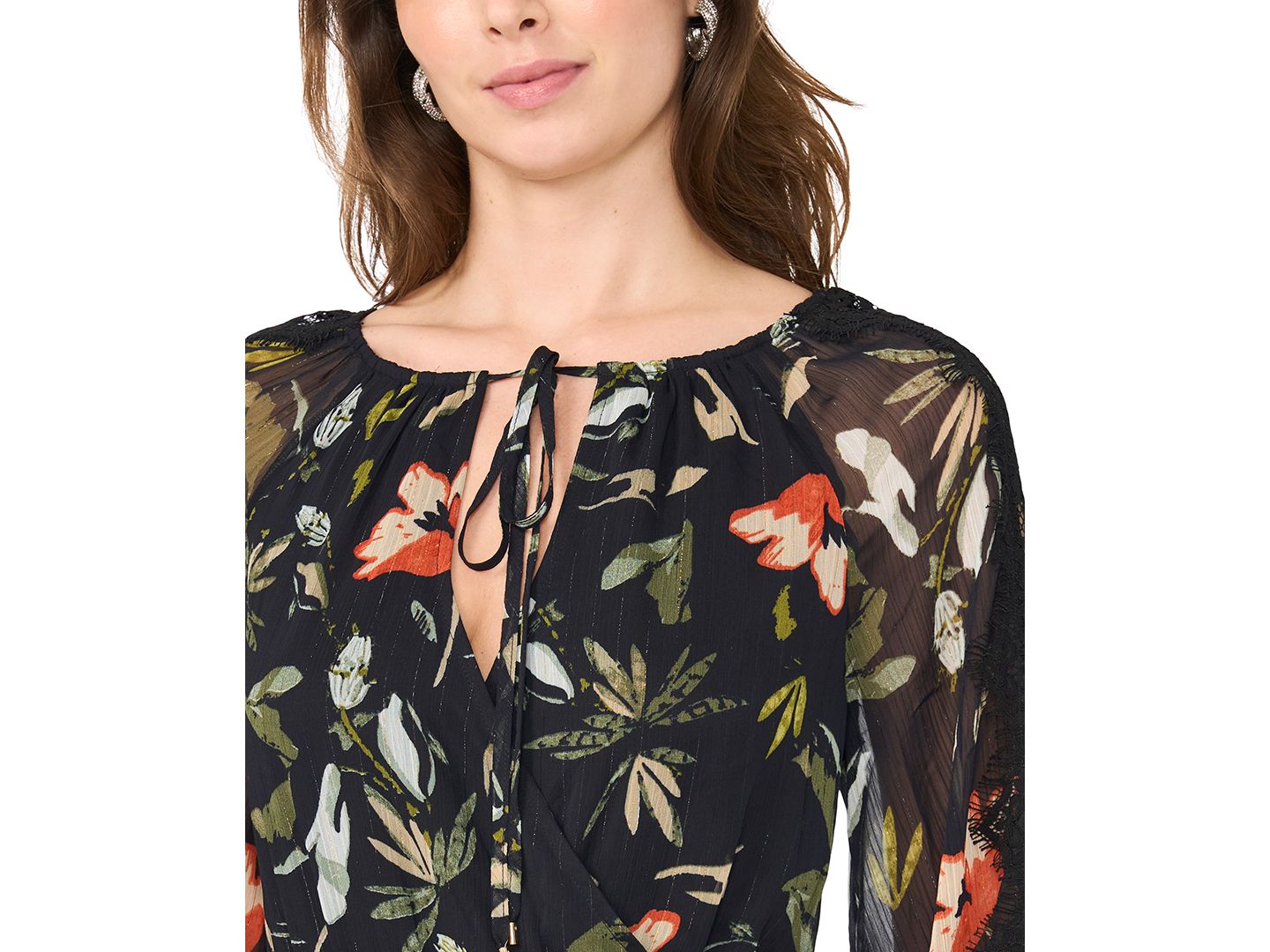 Женское платье MSK Floral-Print Tiered Long-Sleeve Maxi, цвет: Чёрный разноцветный — фото 4