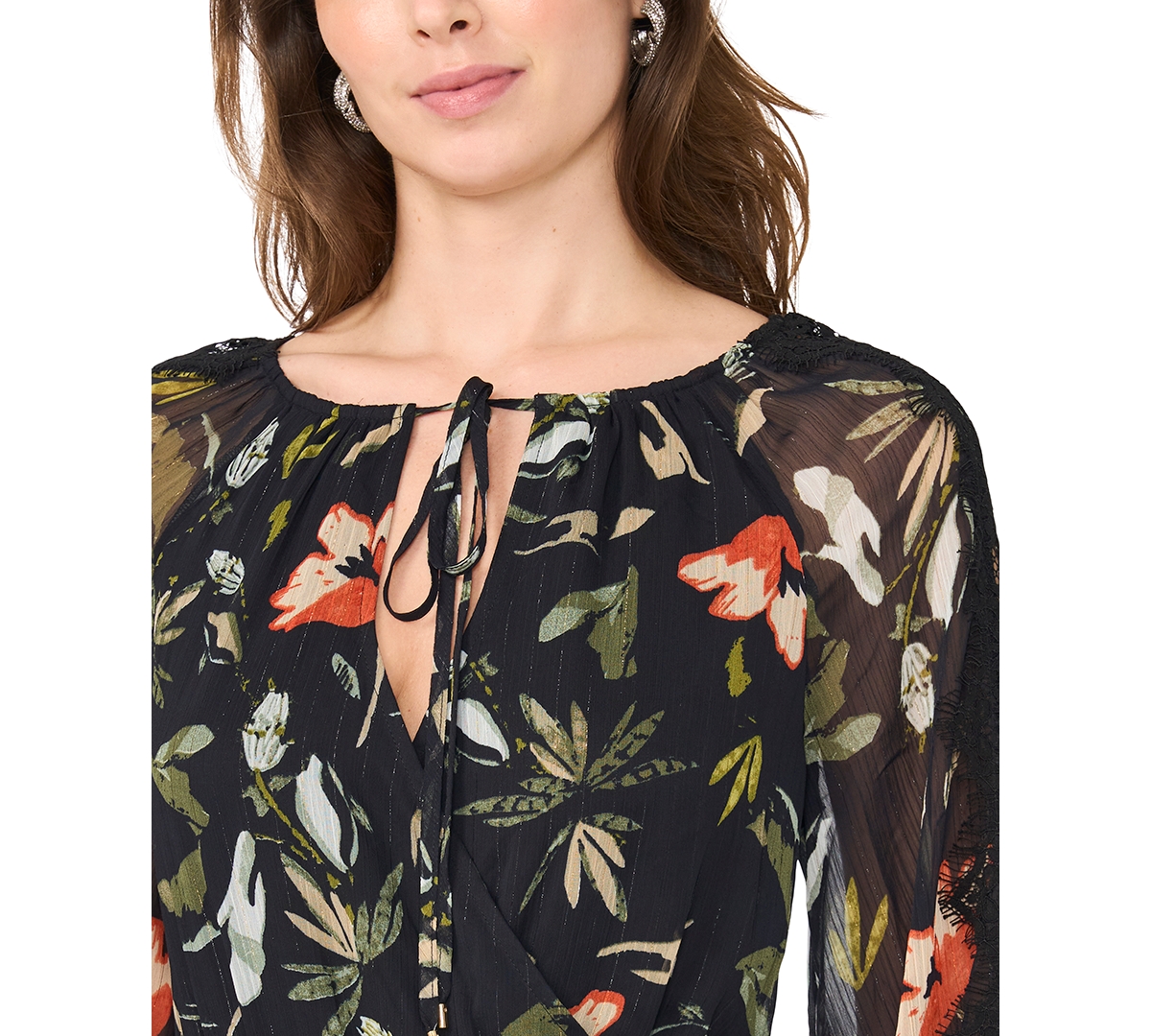 Msk Women's Floral-Print Tiered Long-Sleeve Maxi Dress