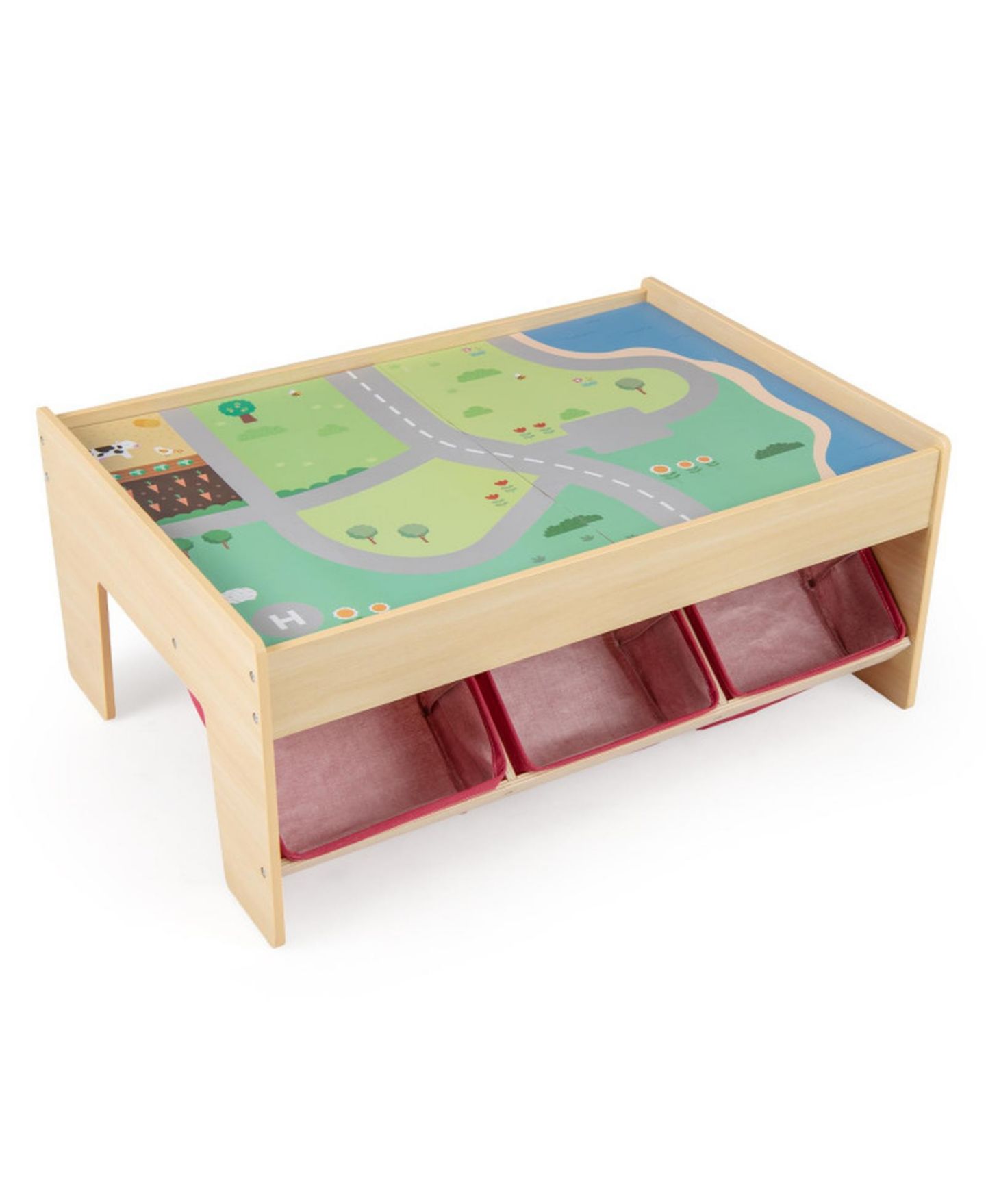 Детская игрушка HONGGE Reversible Wooden Train Table, цвет: Коричневый / Разноцветный — фото 11