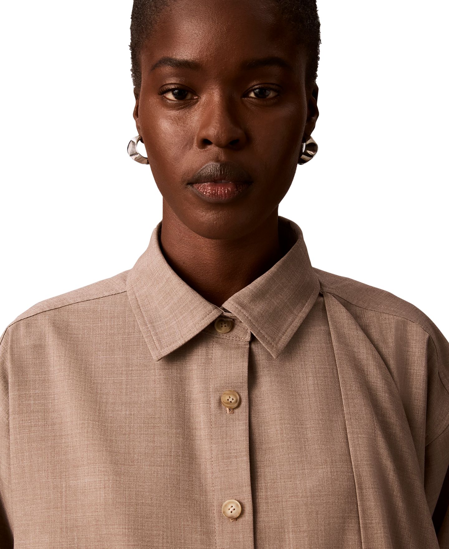 Женская блузка Calvin Klein Long-Sleeve Point-Collar Scarf-Draped Front Blouse, цвет: Железный меланжевый — фото 6