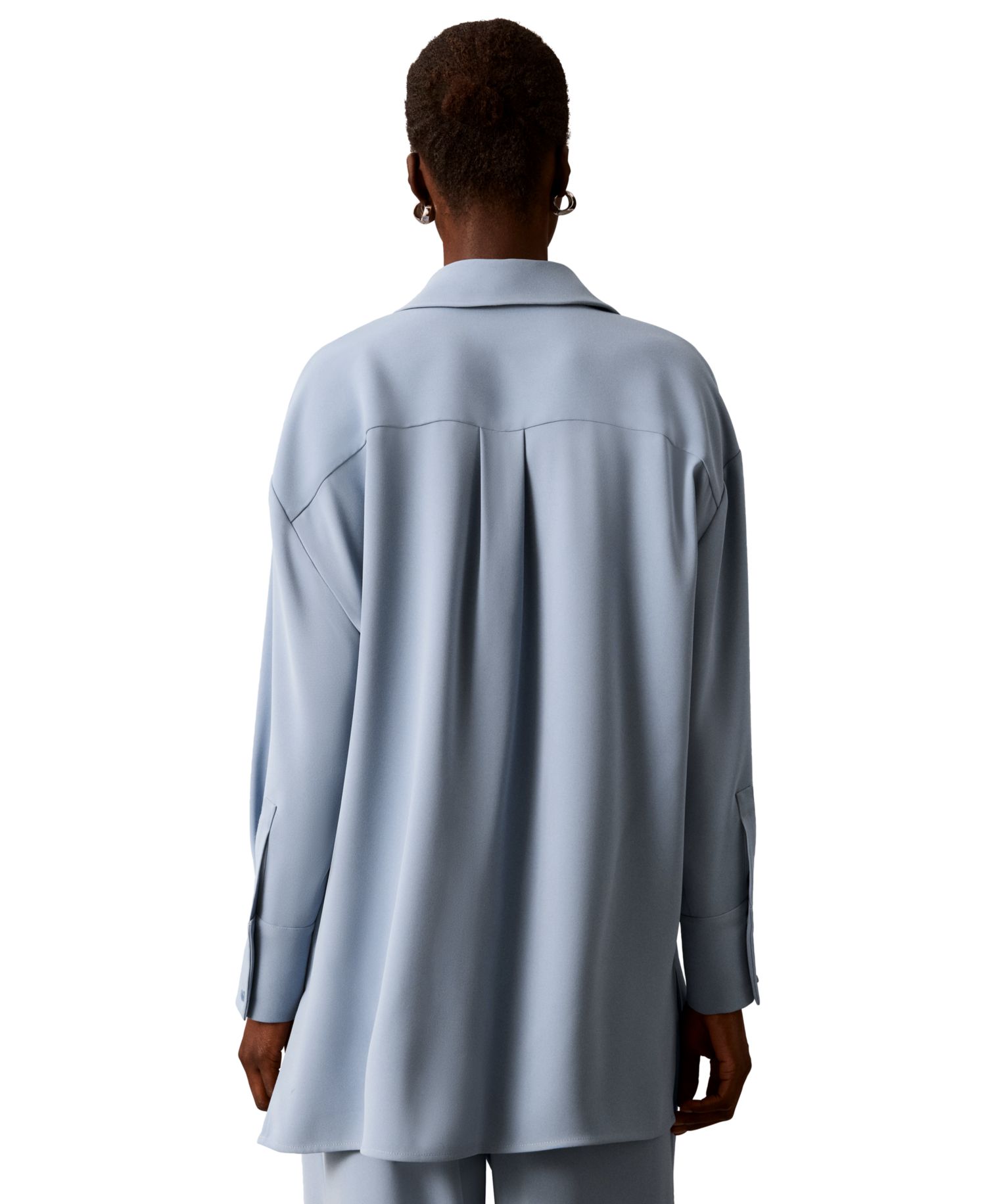 Women's Collared Neck Long-Sleeve Button-Up Top