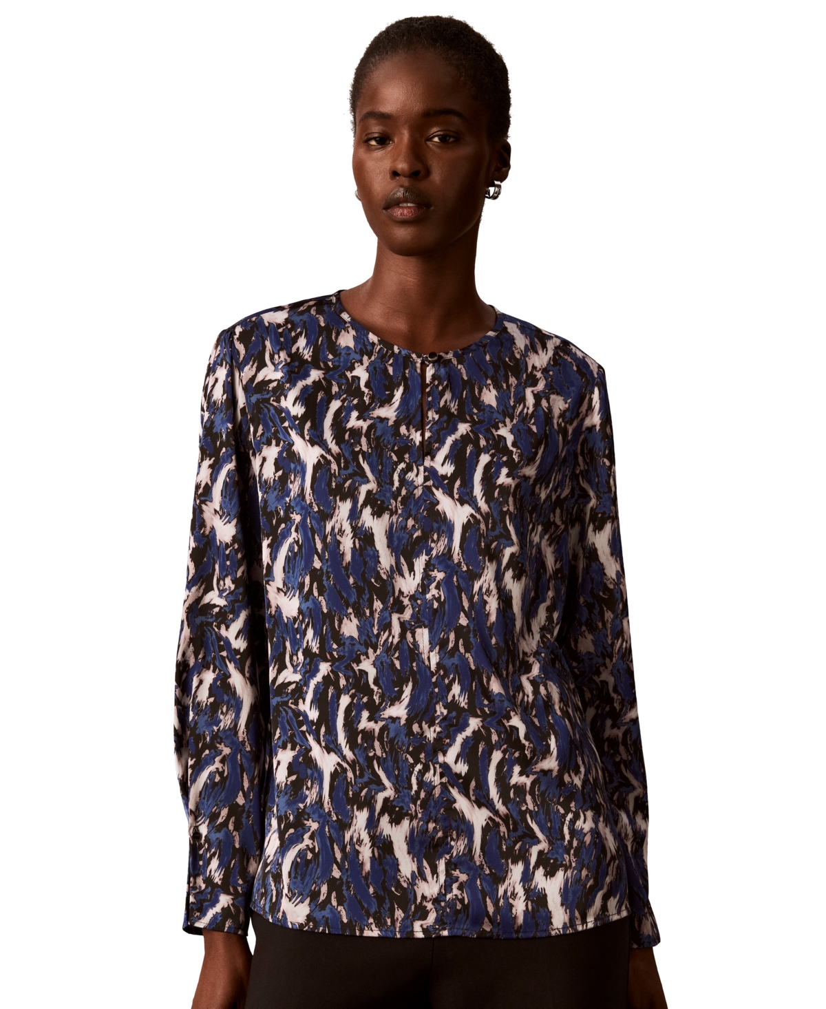 Calvin Klein Women's Crewneck Button-Front Top