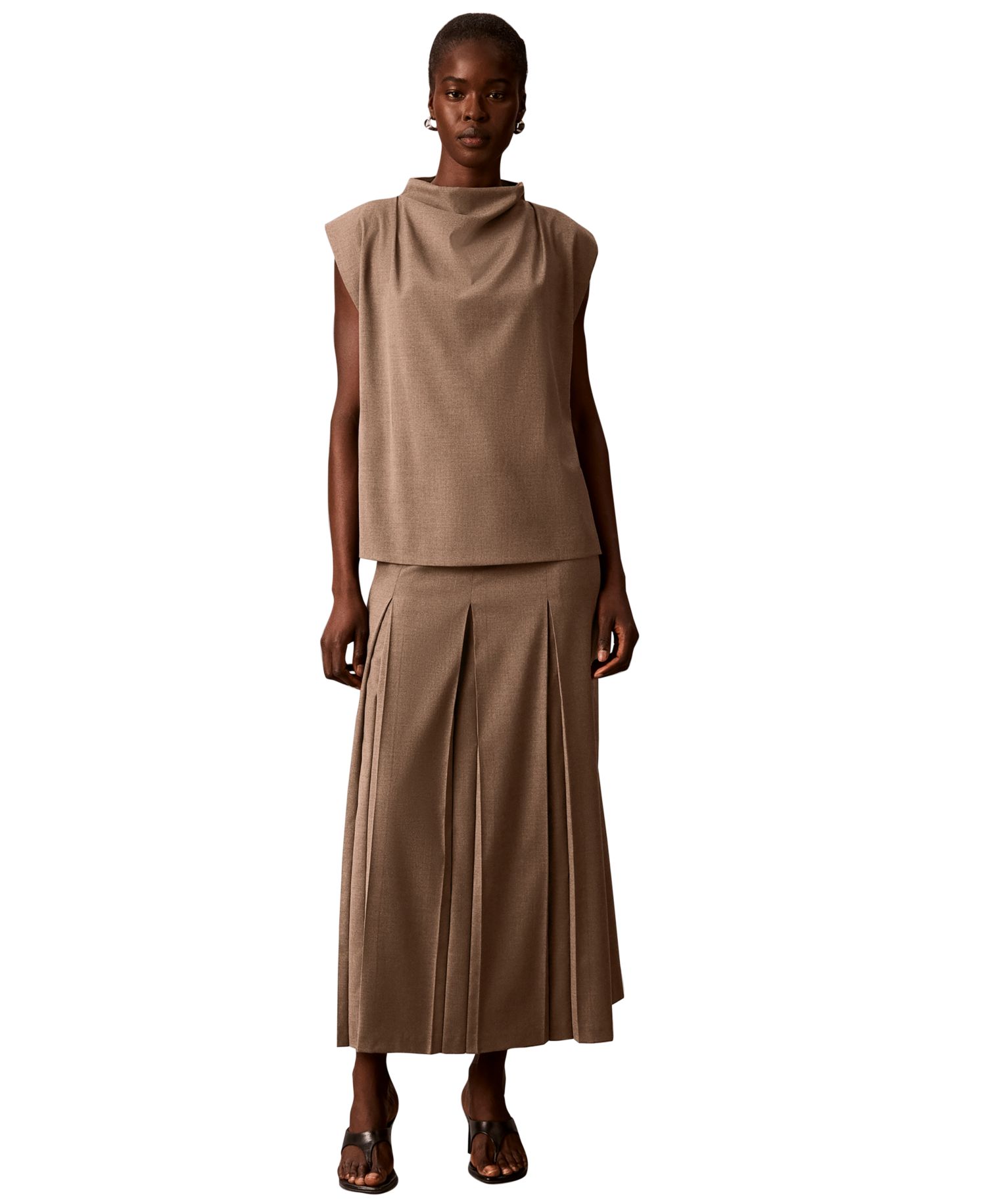 Women's Sleeveless Draped-Neck Blouse