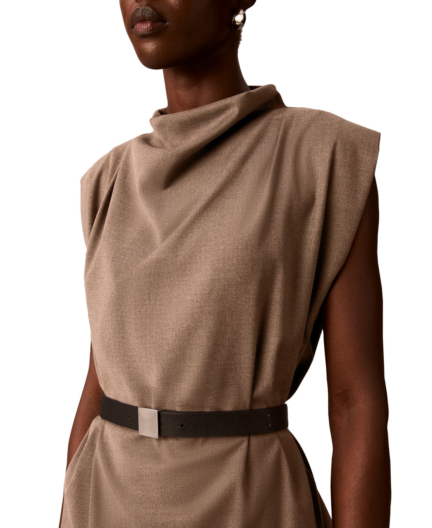 Women's Sleeveless Draped-Neck Blouse