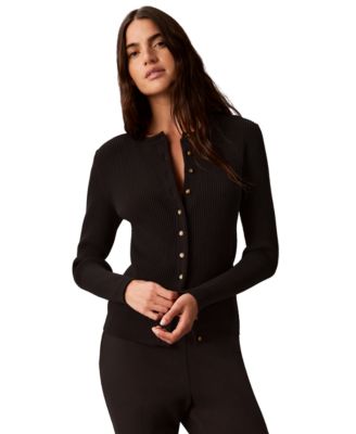 Women's Button-Front Ribbed Cardigan Sweater