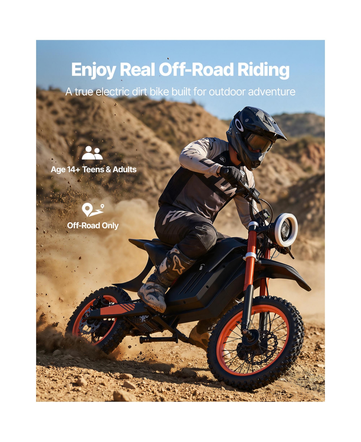 Hongge 2000W 48V Off Road Electric Dirt Bike Dual Suspension
