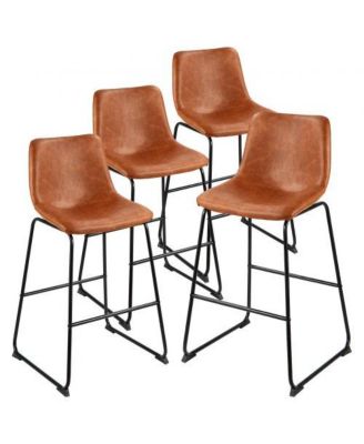 Set of 4 26 Inch PU Leather Counter Height Bar Stools
