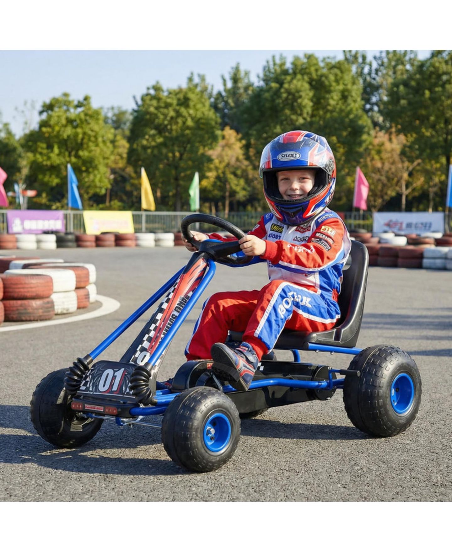 Детская игрушка SUGIFT Kids 4-Wheel Pedal Go Kart with Adjustable Seat and Multi-Terrain Wheels, Ages 3-8, цвет: Тёмно-синий — фото 2