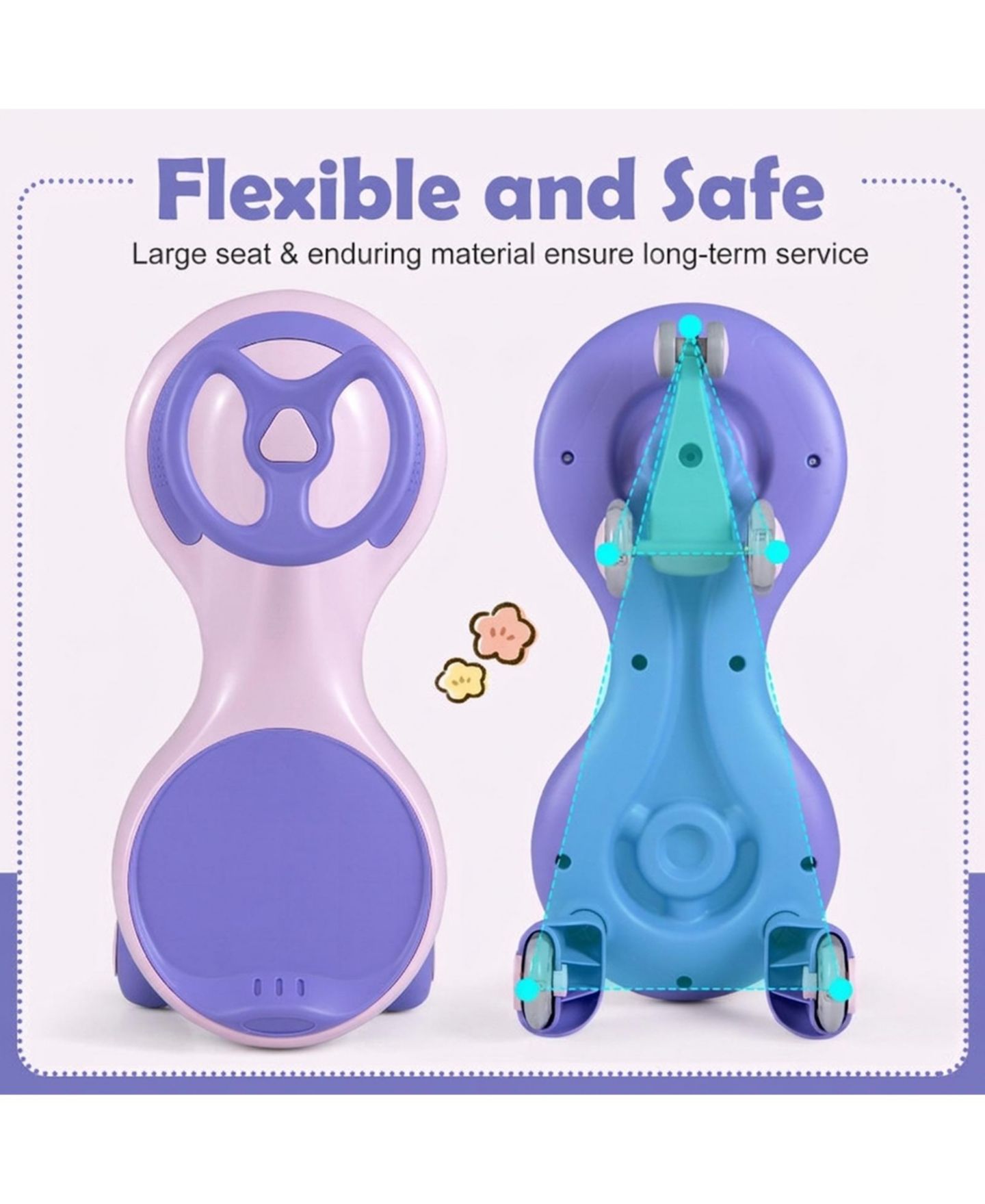 Детская игрушка HONGGE Wiggle Ride-On Car with Flashing Wheels & Anti-Tip Design, Ages 2+, цвет: Фиолетовый — фото 6