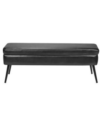 Upholstered Storage Bench with PU Leather Seat and Metal Frame Legs