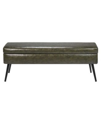 Upholstered Storage Bench with PU Leather Seat and Metal Frame Legs