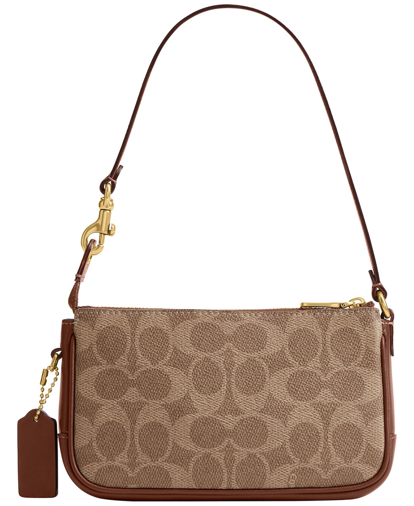 Женская сумка COACH Plaza Mini Signature UpcraftedLeather Shoulder 18, цвет: Латунный / Рыжевато-коричневый коричневый — фото 2