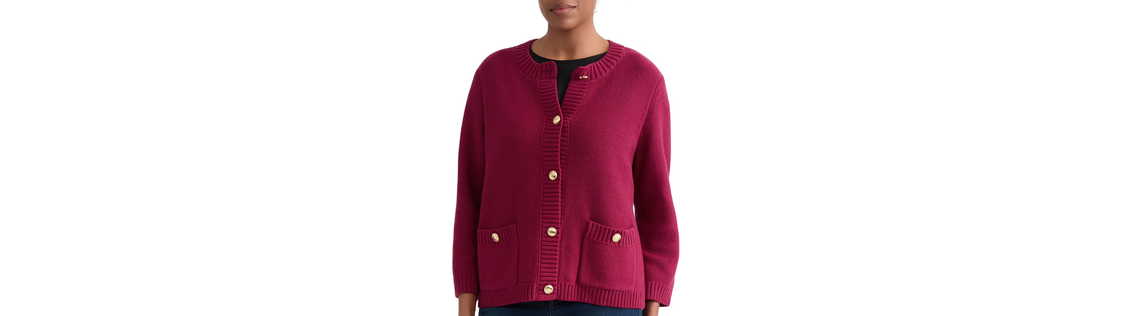 Jones New York Petite 3/4-Sleeve Pocket Cardigan Sweater