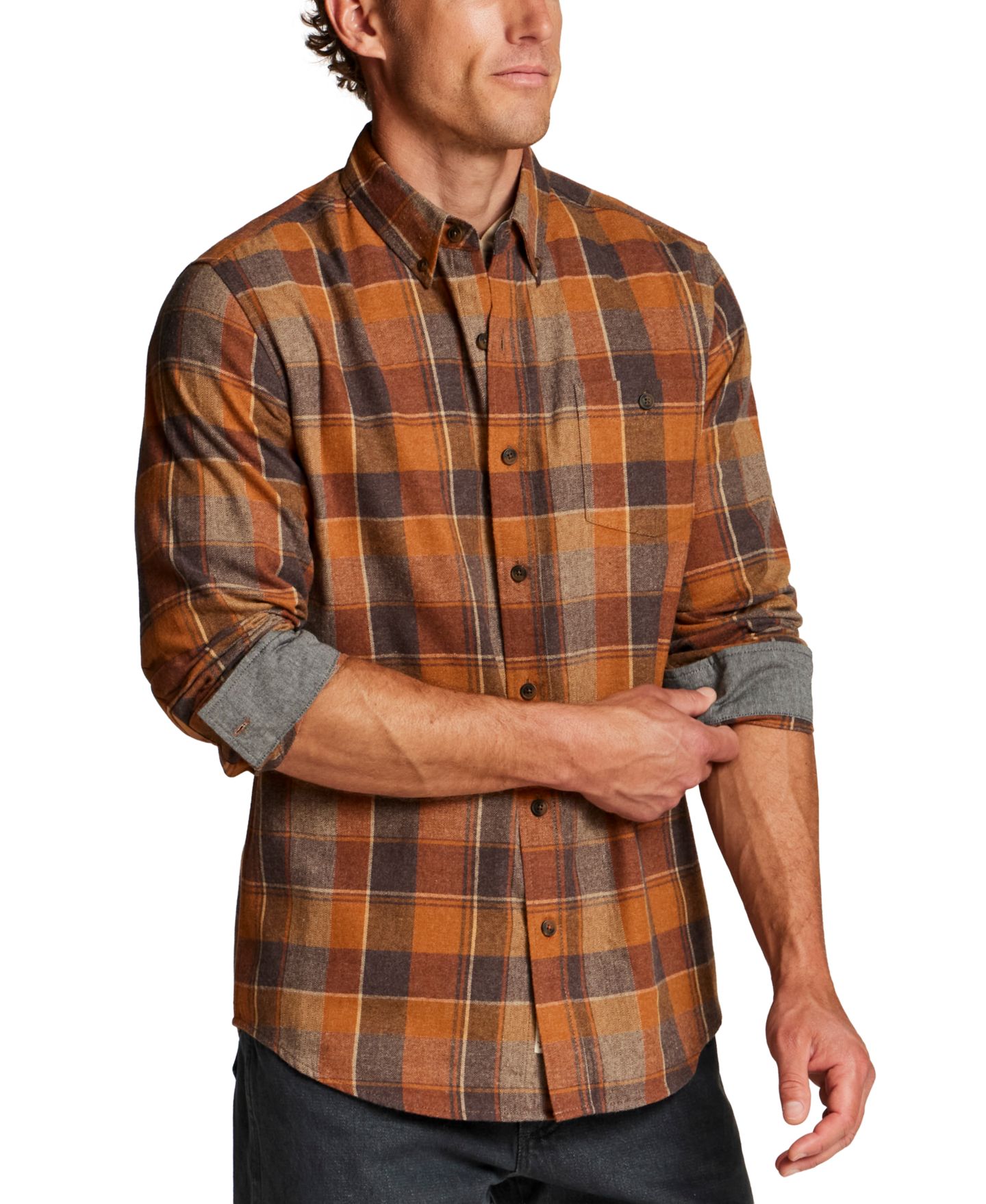 Мужская рубашка Weatherproof Vintage Button-Front Flannel, цвет: Карамельный золотой — фото 4