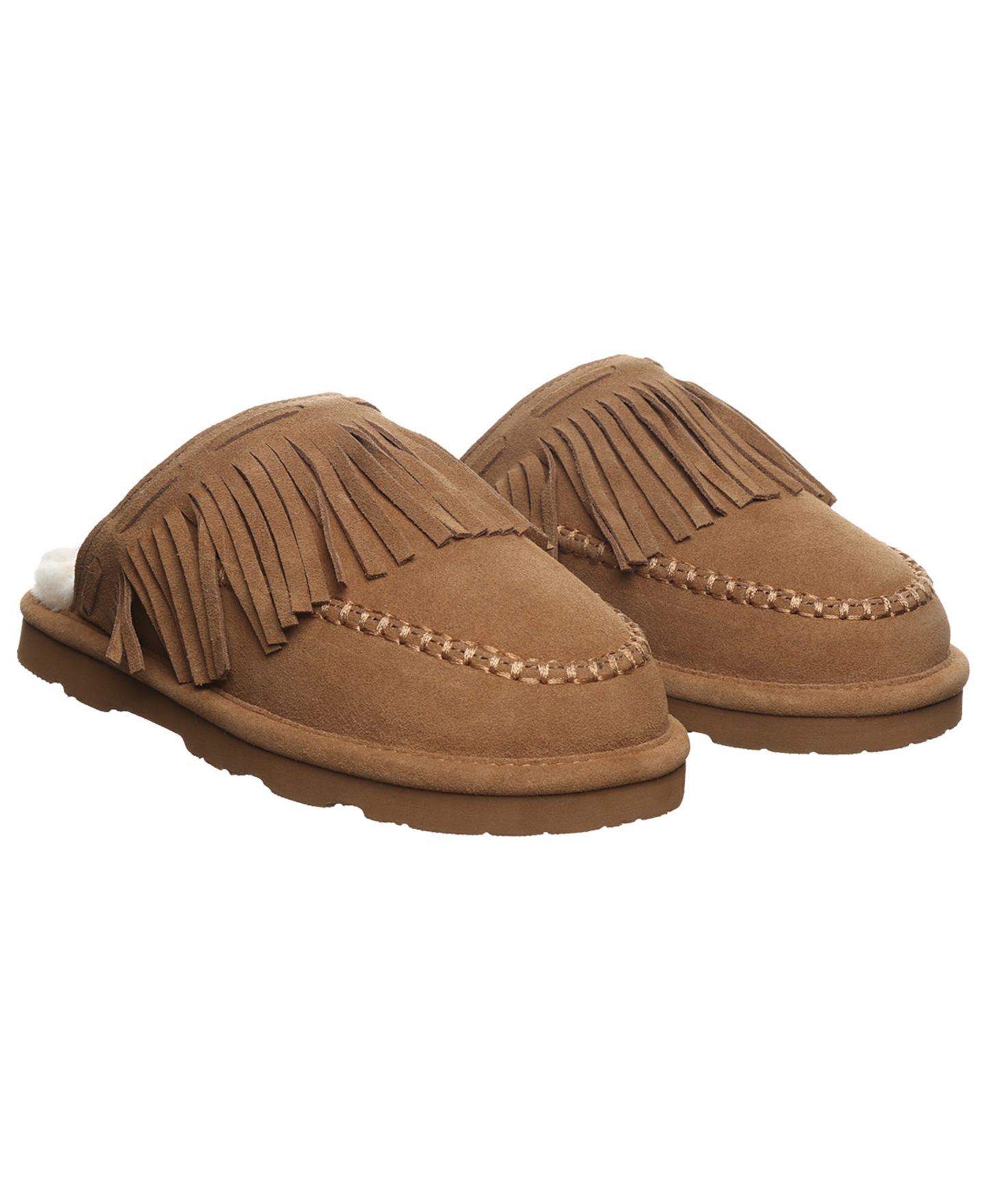 Женские тапочки BEARPAW Briony Fringe Detail Scuff Slippers, цвет: Hickory — фото 6