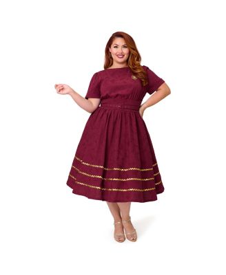 Plus Size Boatneck Ricrac Swing Dress