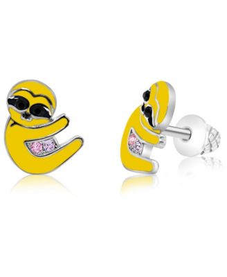 Kids Sunglasses Smiley Face Hypoallergenic Earrings for Girls with Surgical Titanium Screwbacks