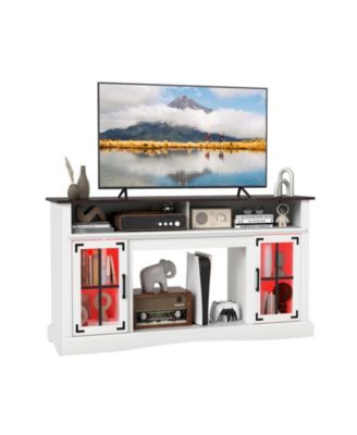 LED TV Stand for TVs up to 50 Inch with Adjustable Glass Shelves and Remote-Controlled Lights