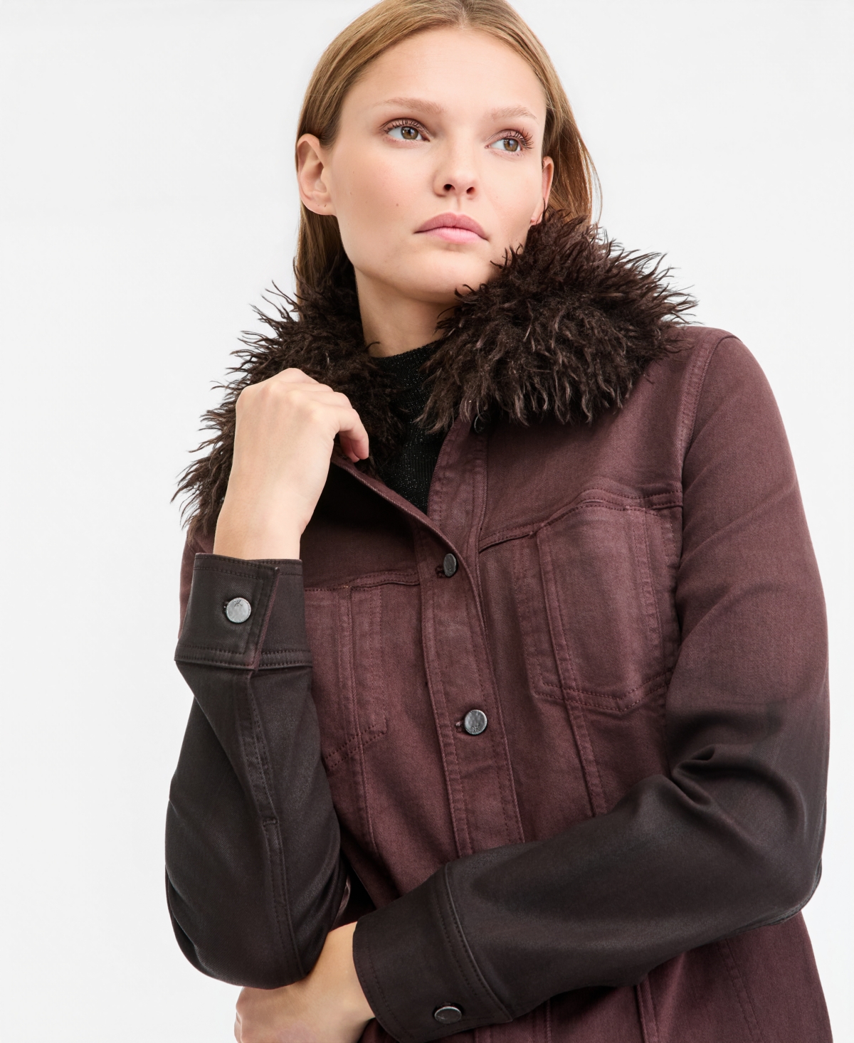 Kobi Halperin Women's Katherine Denim Removable Faux-Fur Collar Jacket