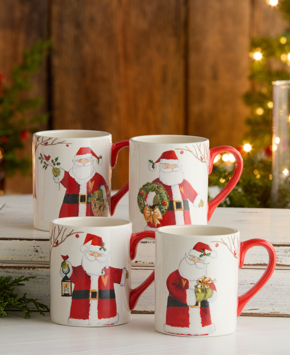 Certified International Santa Delight Mugs, Set of 4