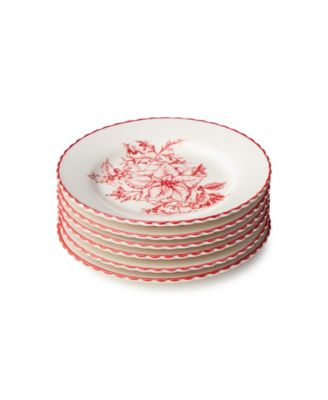 Crimson Noel Canape Plates, Set of 6