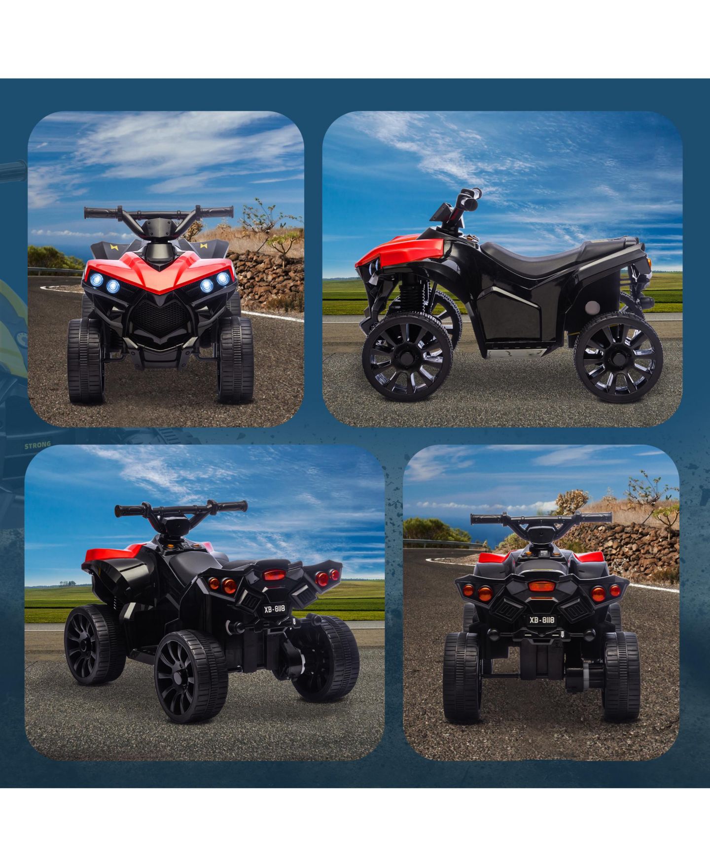 Детская игрушка Qaba Kids ATV 4 Wheeler 27.6"L x 16.5"W x 17.7"H 6V Electric Ride-On ATV, 55 lbs. Capacity, Ages 18-56 Months, цвет: Красный — фото 7