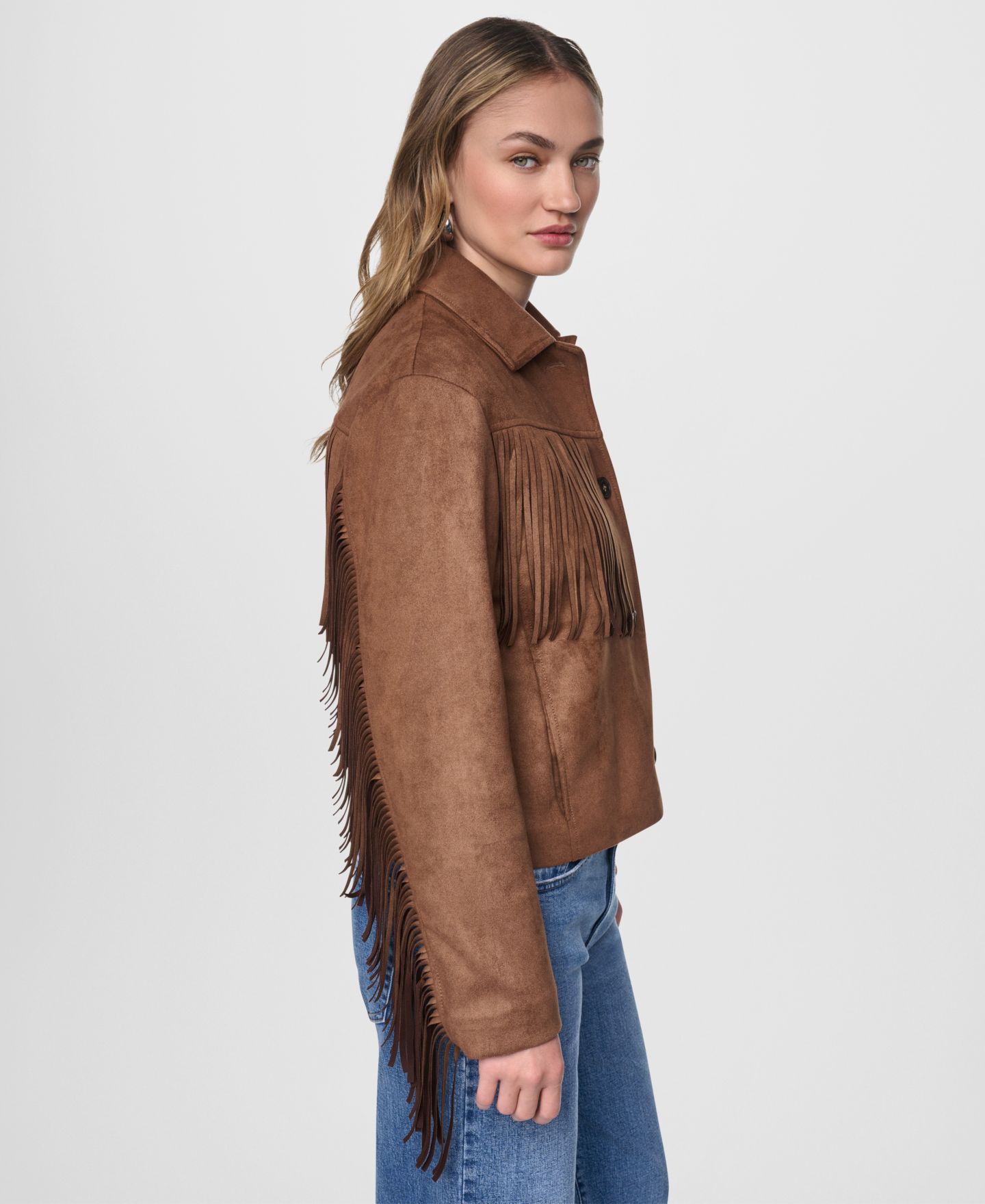 Женская куртка DKNY Jeans Fringe Detail Collared Button-Front, цвет: Burnt Sugar — фото 3