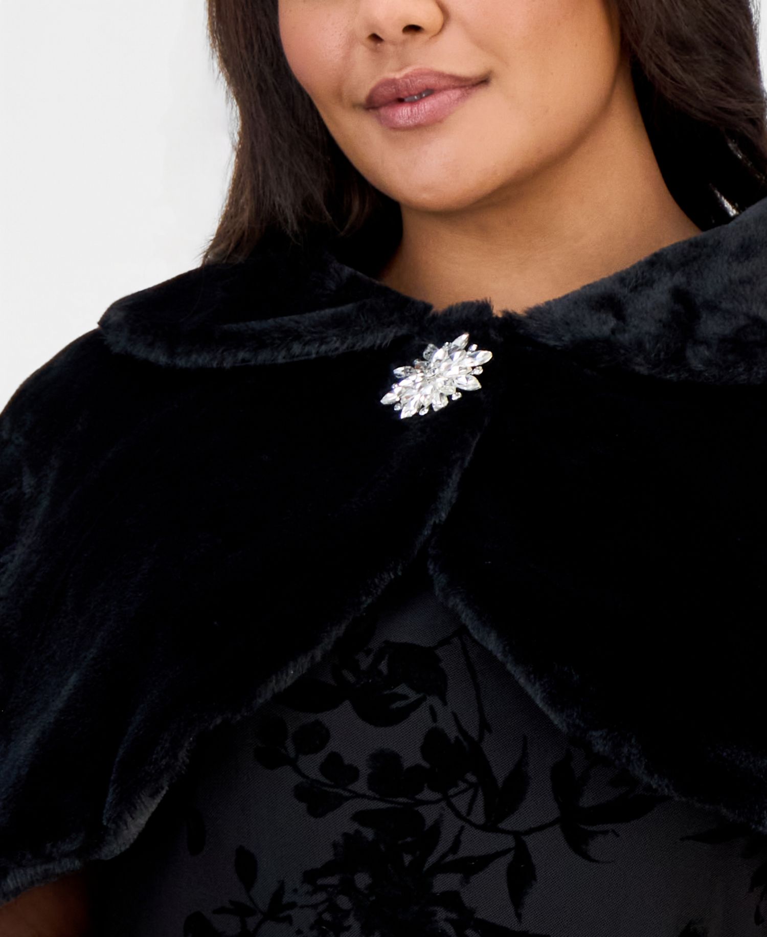 Women's Plus Size Peter Pan Collar Polyester Faux Fur Cropped Bolero