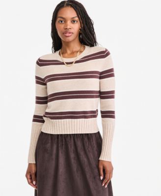 Women's Cashmere Crewneck Shrunken Pullover Sweater