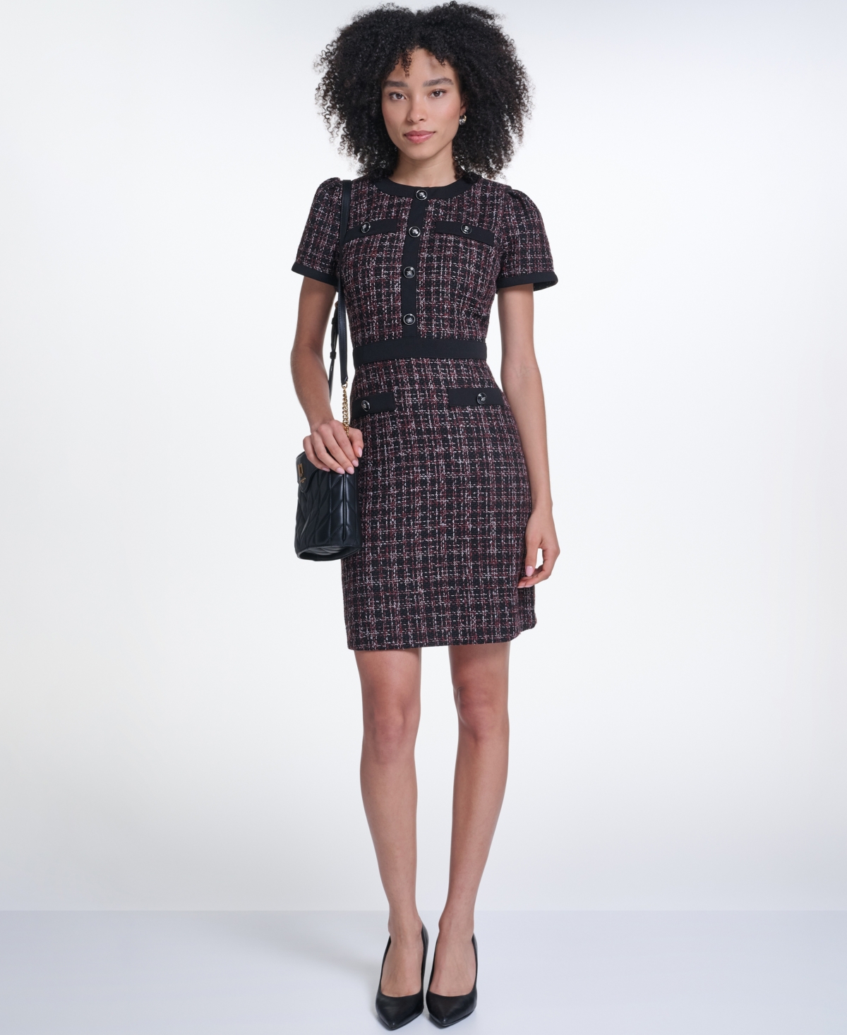 Karl Lagerfeld Paris Women's Tweed Sheath With Contrast Trim Dress