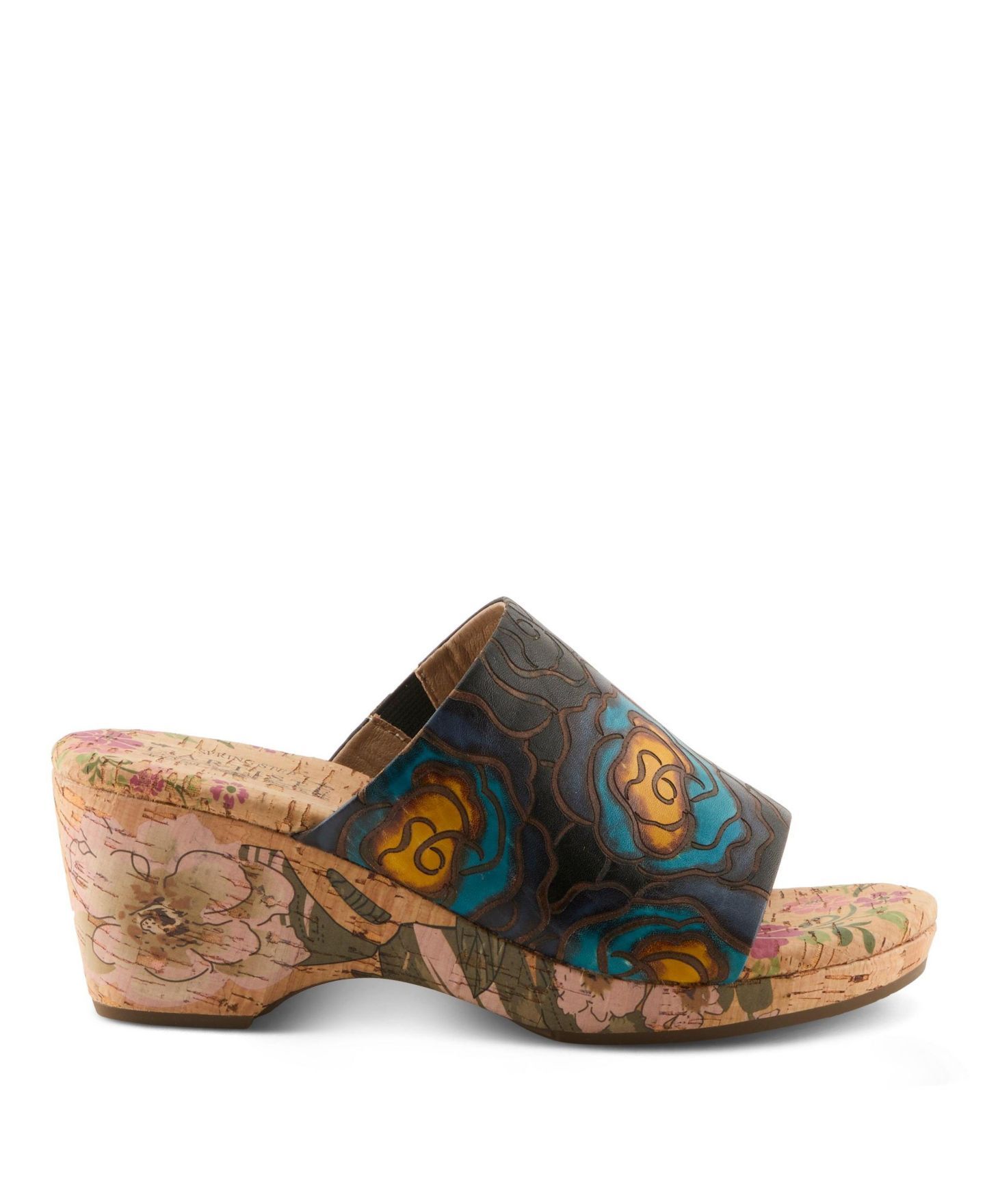 Женские сандалии L'Artiste Niceneasy Slide with Hand-Painted Design, цвет: Чёрный разноцветный — фото 5