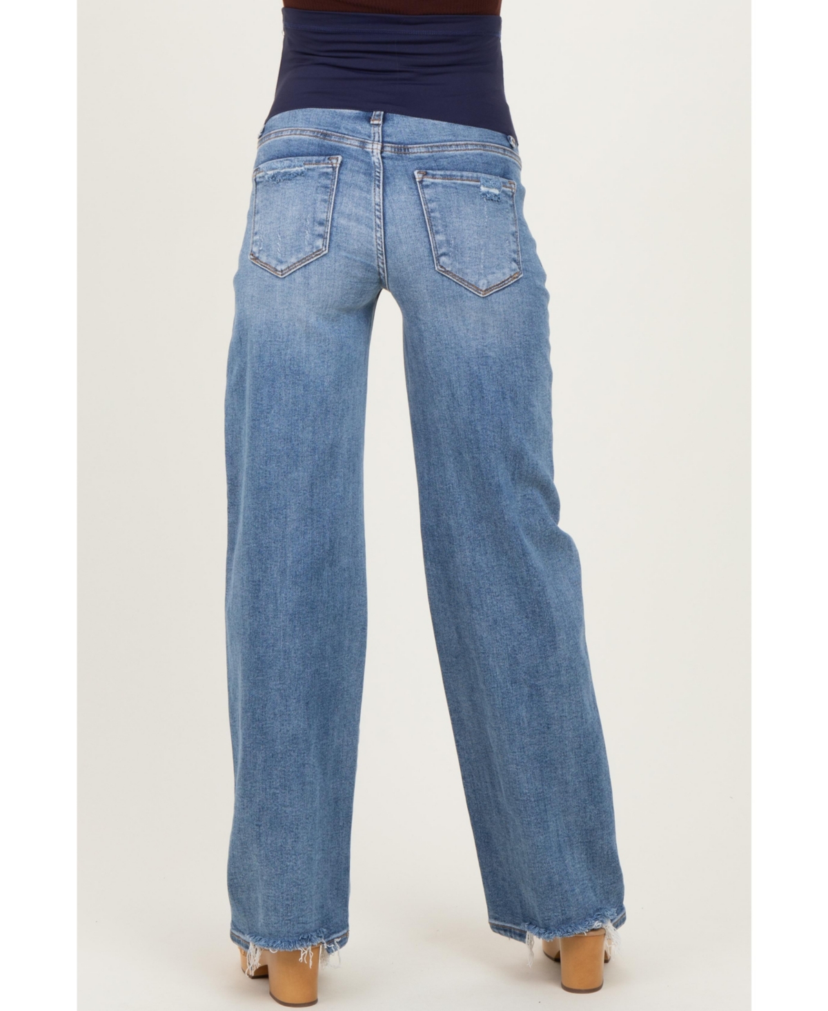 Pinkblush Women's Blue Vintage Wash Wide Leg Jeans