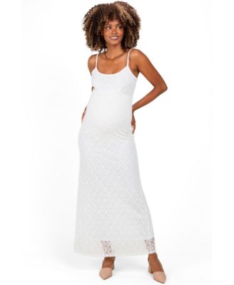 Maternity Sleeveless Lace Square-Neck Maxi Dress