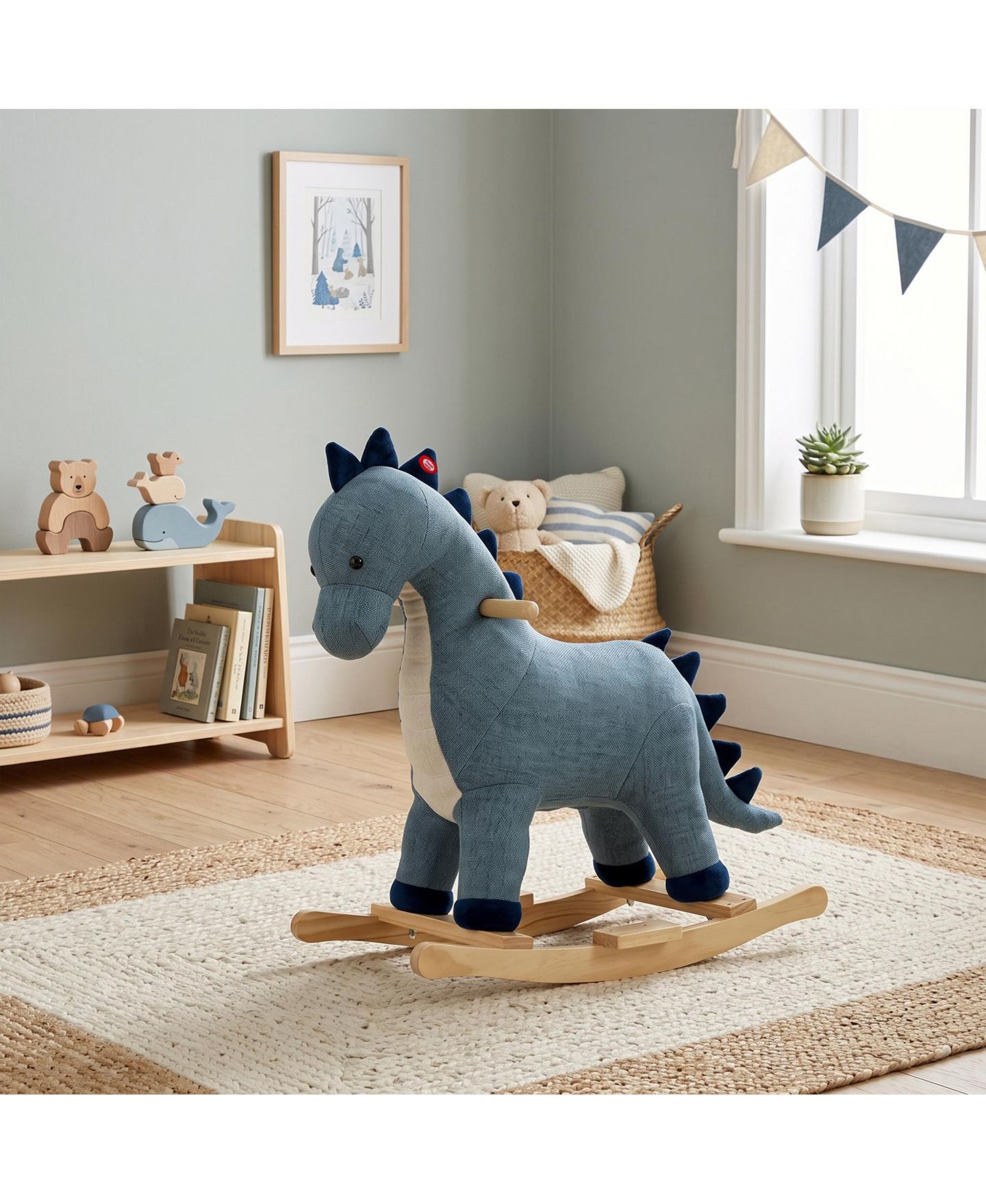 Детская игрушка Qaba Dinosaur Rocking Horse with Realistic Sound, 25.6"L x 14.6"W x 24.4"H, Ages 12-36 Months, цвет: Синий — фото 9