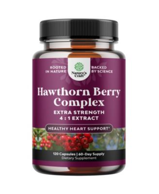 Extra Strength Hawthorn Berry Capsules - Antioxidant Supplement with Leaf & Flower Extract 4:1 for Healthy Heart & Digestion - 120 Count Pack